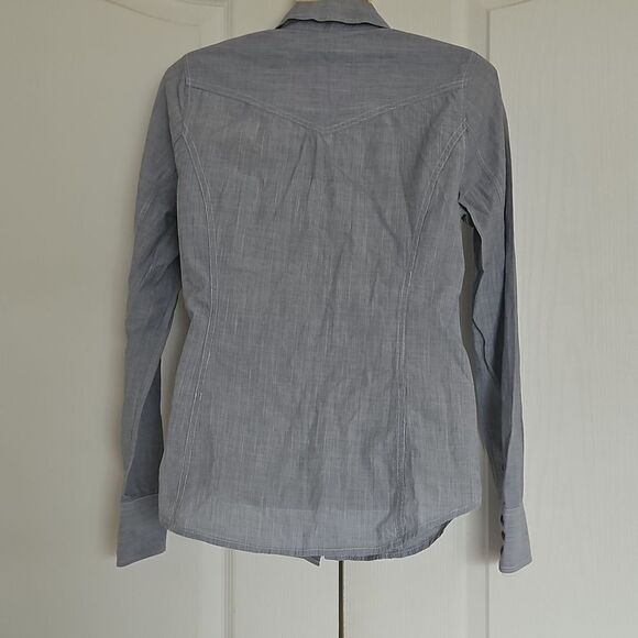 Club Monaco Women's Button-Down Long Sleeves Cotton Shirt XS Blue - Picture 3 of 16